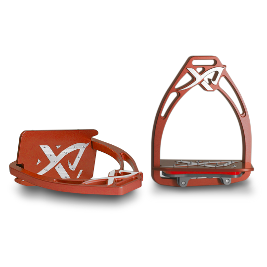 Angled customizable Exalte Aluminium Stirrups Copper Red