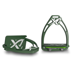 Angled customizable Exalte Aluminium Stirrups Racing Green