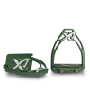 Angled customizable Exalte Aluminium Stirrups Racing Green