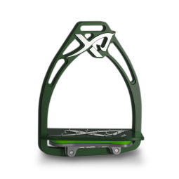 Angled customizable Exalte Aluminium Stirrups Racing Green